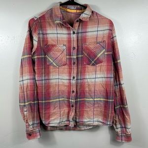 GRAMICCI Men’s Button Up Flannel Long Sleeve Plaid Shirt Size Small Red / Orange
